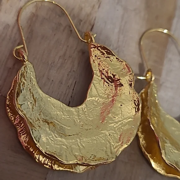 Gold Foil Hoop Earrings - Picture 3 of 7